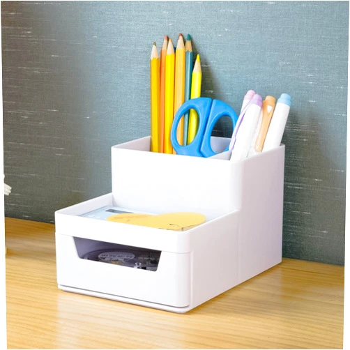 Tidyladyo Small Desk Organizer,Pencil Pen Holder,Office Desktop Accessories With Compartments,Stationery Organizer With Drawer,Art Supply Strorage