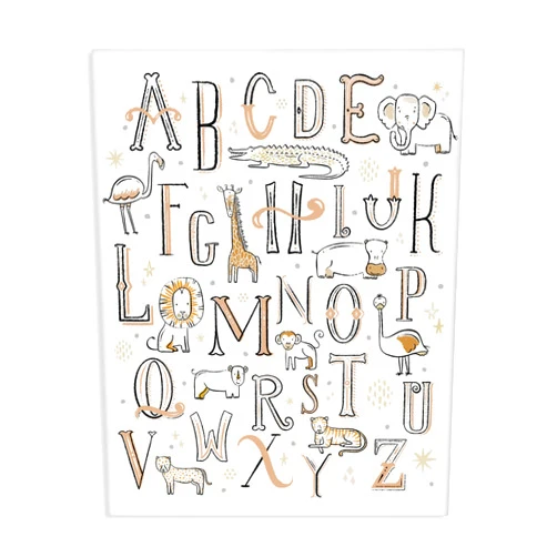 Stupell Industries Nursery Animal Alphabet Chart Soft Orange White, Designed by Zirkus Design Canvas Wall Art, 24 x 30