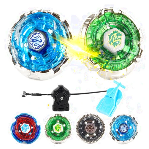 GOIJRER Gyros 4 Pieces Pack Battling Tops Metal Fusion Starter Set with Stickers Two Launchers Gift Idea Toys with Storage Box…
