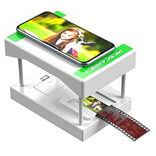 Eyesen Mobile Film and Slide Scanner, Film to JPEG，Converts 35mm Slides & Negatives into Digital Photos with Your Smartphone Camera, LED Lighted Illuminated Viewing,Foldable, White