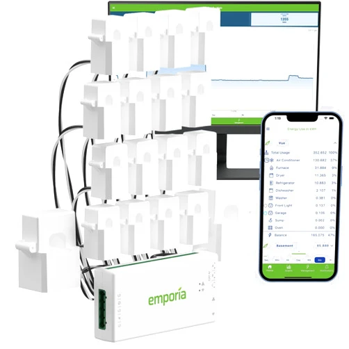 Emporia Gen 3 Smart Home Energy Monitor with 16 50A Circuit Level Sensors | Home Energy Automation and Control | Real Time Electricity Monitor/Meter | Solar/Net Metering