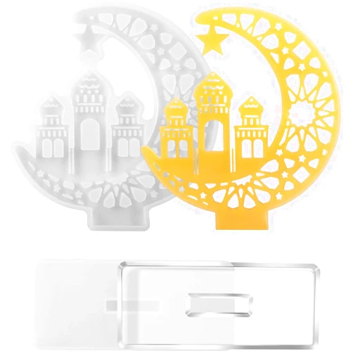 Cestony 2PCS Crescents Moon Castle with Stand Silicone Mold Display Board Moulds for Crafts Resin Casting Epoxy Tray Silicone Mold Table Home Decor
