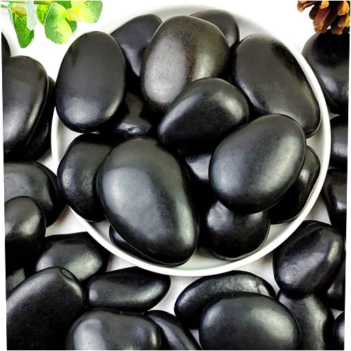 YISZM 5lbs Black Pebbles for Plants, 2-3 Inch High Polished Natural Large River Rocks for Landscaping, Decorative Stones Vase Filler Fish Tank Aquariums Garden Outdoor and Indoor DIY