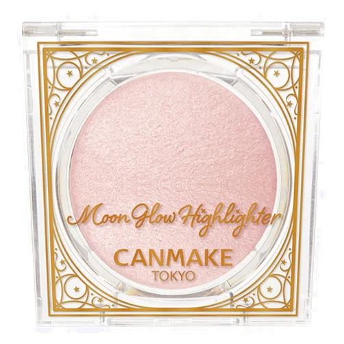 CANMAKE - Moon Glow Highlighter - Fine Baked Illuminating Formula Elegant Gloss White Powder - 1.2oz (34g) (02 Moon Glow Pink)