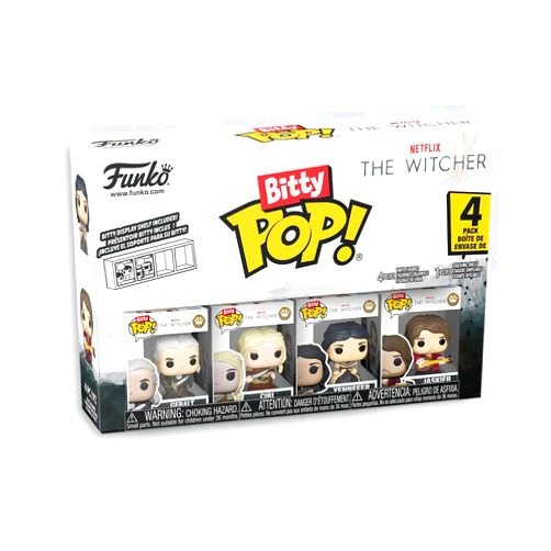 Funko Pop! Bitty: Netflix - Geralt, Jaskier, Ciri, and Yennefer - 0.9 Inch (2.2 Cm) - The Witcher Collectable - Stackable Display Shelf Included - Gift Idea - Party Bags Stocking