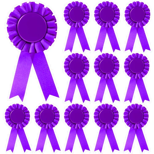 Hanaive 12 Pieces Blank Award Ribbon Prize Ribbon 1st Place Rosette Ribbon Award Medal Winner Victory Ribbon Recognition Participation Ribbon for Competition, Sport Event, School, Contest(Purple)