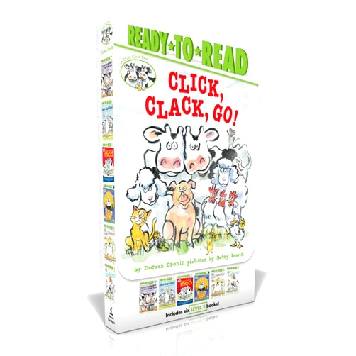 By Doreen Cronin (Author), Betsy Lewin (Illustrator) Click, Clack, Go! (Boxed Set): Click, Clack, Moo; Giggle, Giggle, Quack; Dooby Dooby Moo; Click, Clack, Boo!; Click, Clack, Peep!; Click, Clack, Surprise!