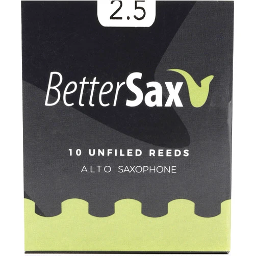 BetterSax Premium Alto Saxophone Reeds - 2.5 Strength (10-Pack): High-Quality Organic Cane, Superior Consistency, and Versatility for Jazz Musicians, Perfect for Performance and Practice