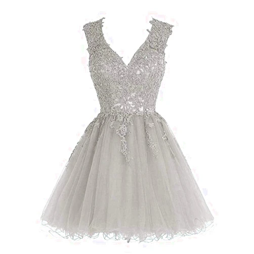 YRGERATON Junior's Short Appliques Homecoming Dresses Double V Neck Short Graduation Gowns