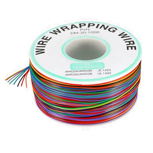Riccioofy PCB Solder PVC Coated Tin Plated Copper Wire Wire-Wrapping 30AWG 221℉ Cable Roll 8 Color 1000FT