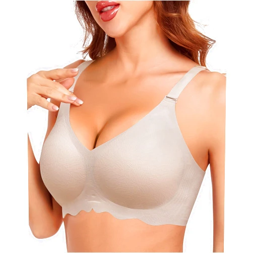 LUXMAY Seamless Lace Jacquard Bra Wireless Soft Full Coverage Comfortable Bras for Women