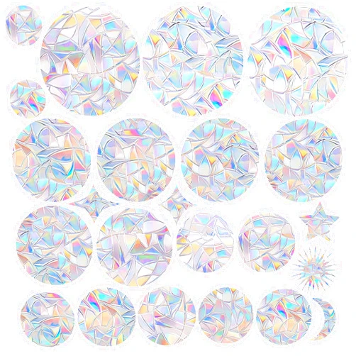 AREAWA 22 Piece Circle & Sun Star Window Clings - Anti-Collision Decals to Save Birds, Non-Adhesive Prismatic Clings, Rainbow Stickers