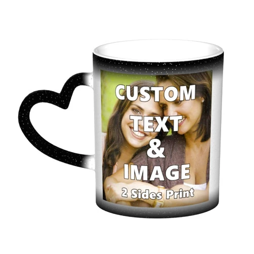 Twkzynj Personalized Magic Mug with Photo, 11 OZ Design Your Own Custom Color Changing Coffee Mugs with Text Name Image, Customized Birthday Christmas Mothers Day Gifts for Mom Dad Family, Black