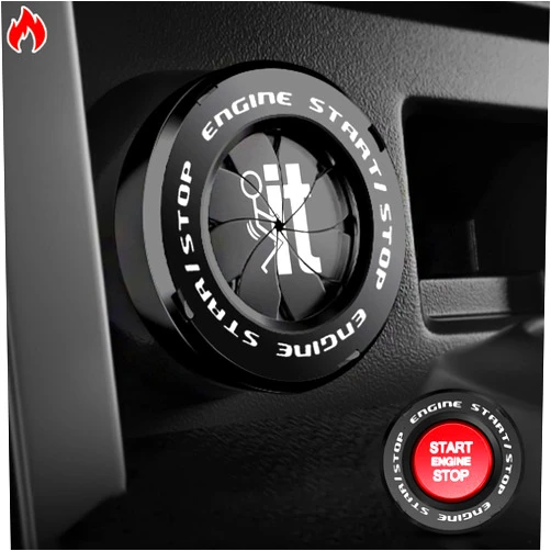 Tybasthe Push Start Button Cover, F_ck It Car Engine Start Stop Button Cover Protector, Cool Car Accessories Interior Decor Sticker Motorcycle Key Ignition Switch Cover, Black