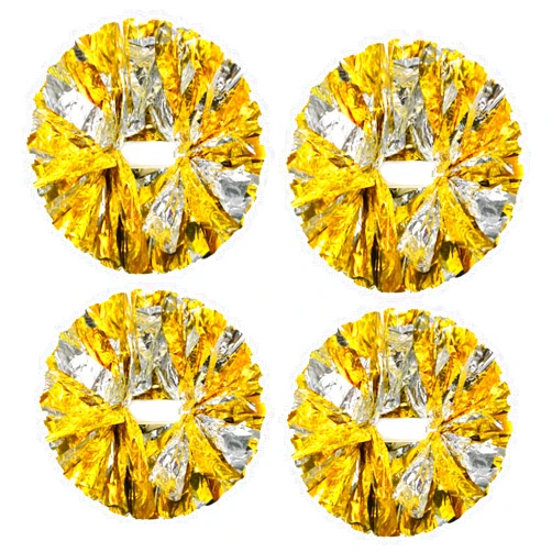 CREATIEE-PRO 4Pcs Metallic Cheerleading Pom Poms, Creatiee 2 Pair Cheerleader Cheering Squad Pompoms for School Sports Dance Games Team Spirit Cheer