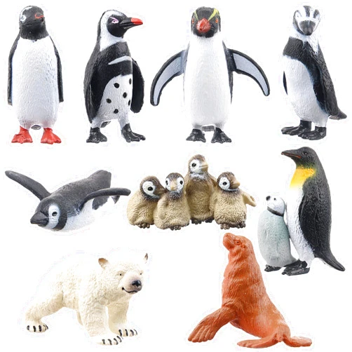 AENIMELY 9pcs Polar Animals Figures Set, Realistic Arctic Winter Animals Toys for Kids, Educational Cake Toppers Christmas Birthday Gift with Penguins Sea Lion