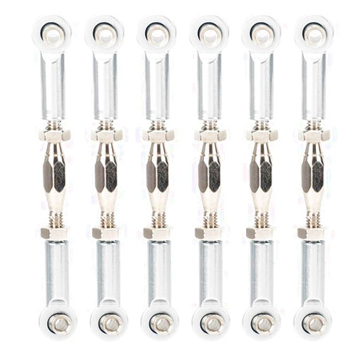 Tbest RC Car Turnbuckle, 6Pcs Adjustable Servo Links Tie Rod Aluminum Alloy RC Pull Rod Turnbuckle Rod Linkage Set for RC Hobby Car Model(Silver) Rc Steering Linkage Dilwe Tie Rods Buckle