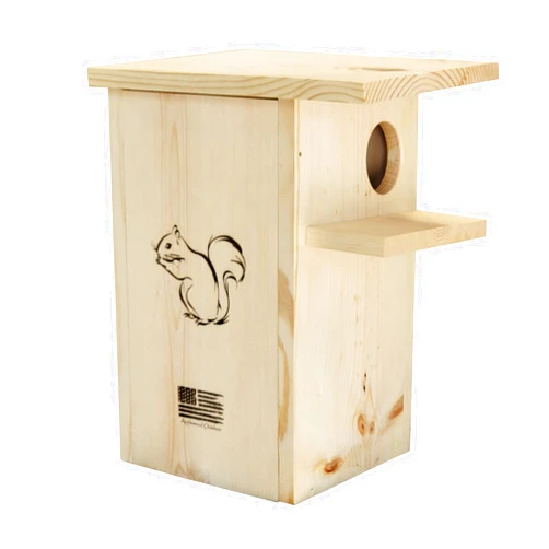 Applewood Outdoor Made in USA, Premium Wood Squirrel House, Hanging Squirrel Houses for Outside with Exterior Porch, Easy-to-Install Nesting Boxes for Squirrels, Includes Hanger and Mounting Screws - Applewood Outdoor
