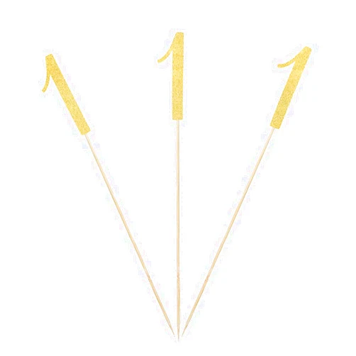 MAGJUCHE Gold Glitter 1st Birthday Centerpiece Sticks, 12-Pack Number 1 Table Topper Anniversary Party Decorations