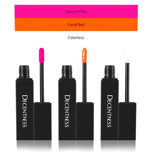 DECENTNESS Lip Oil Set,Hydrating Moisturizing Dry Lips,Not Greasy and Sticky,Tinting For Lips Makeup,Adds Shine,Pack of 3,Ideal Gift(Colorless/Coral Red/Vibrant Pink)