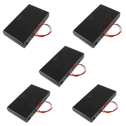 Aobao 5pcs 8 x 12V AA Battery Holder Case Box with ON/Off Switch and Leads Wire Cover