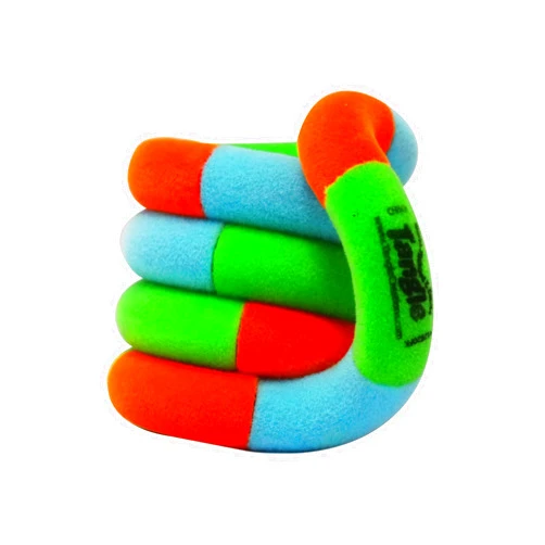 Tangle Jr. Fuzzies - Fuzzy Fidget Toy - Fuzzy Tangle Toy - Quiet Twist Fidget - Tangle Fidget Toy - Fidget Toy for Shool (Green/Blue)