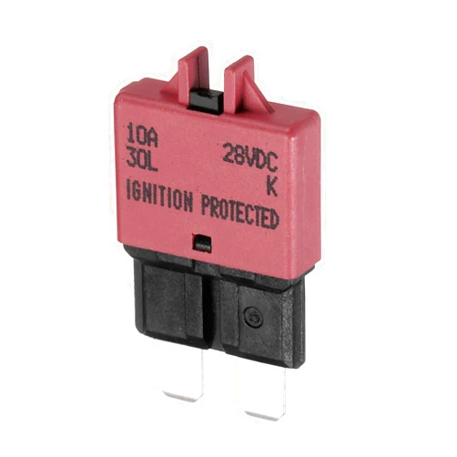 DMiotech 1 Pack 28V DC 10A Red ATC/ATO Manual Mini Resettable Fuse for Automotive Circuit Breaker Reset Fuses Low Profile Blade Fuses for Car Truck SUV Marine Boat Motorcycle