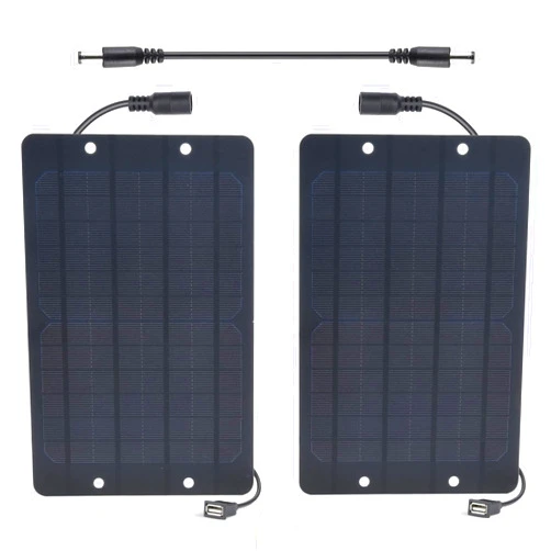 Soshine USB Solar Panel 2Pack with DC Male to Male Cable- Solar USB Charger 5v 6w with High Performance Monocrystalline for Mini Fan,Power Bank,Camping Lanterns
