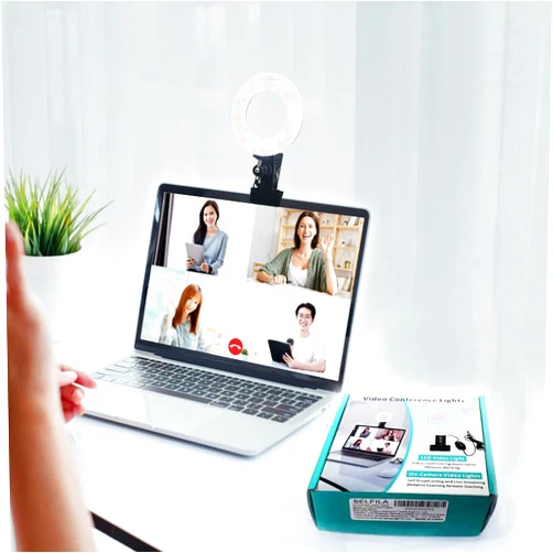 Selfila Ring Light Video Conference Lighting Kit 3200k-6500K Dimmable Led Clip on Computer Monitor Laptop Phone for Content Creator (YouTube/TikTok/Twitch) Makeup,Conference,Selfie,Video,Vlog (Black)