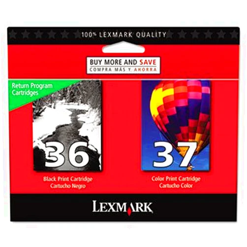 Lexmark 18C2229 36 37 X3650 X4650 X5650 X6650 X6675 Z2420 Ink Cartridge Set (Black & Color, 2-Pack) in Retail Packaging