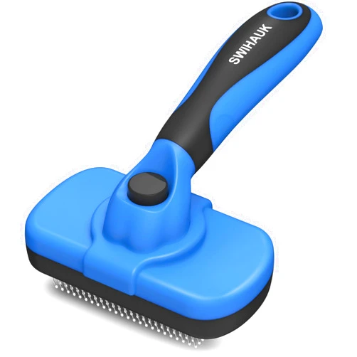 Swihauk Self Cleaning Slicker Brush - Skin Friendly Deshedding Grooming Tool for Dogs & Cats, Suitable for Shedding & Haired Pets, with Pet Supplies Accessories, Blue