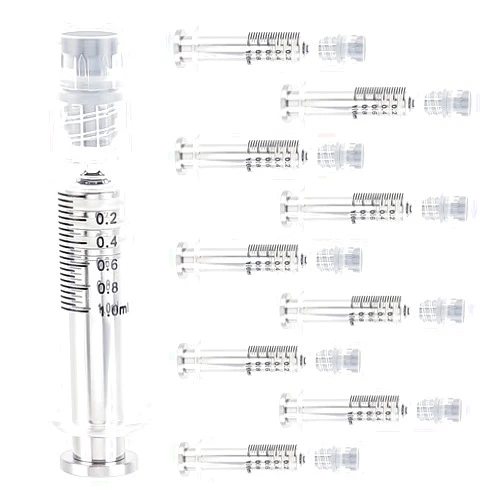 OLYCRAFT 10pcs 1ML Borosilicate Glass Syringe Heat Resistant Luer Lock Syringe without Needle Reusable Glass Dispensing Syringes for Industry or Labtoratory Liquids Glue Oil