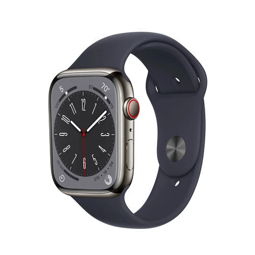 Apple Watch Series 8 (GPS+Cellular, 45mm) - Graphite Stainless Steel Case with Midnight Sport Band, M/L (Renewed)