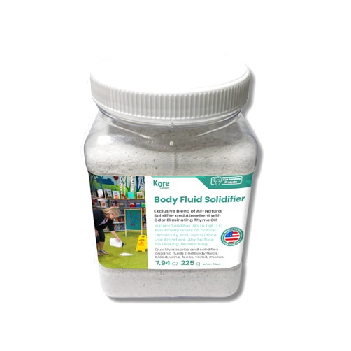 KORE DESIGN LLC KORE Design Body Fluid Solidifier Lightweight Rapid Absorption, Odor Neutralization, Natural Thyme Oil, Safe, Non Toxic, Kids, School, Home, Office, Camping Essentials, 1L (0.5 lb) Jug, Small Spills