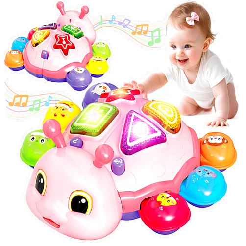 GMAOPHY Baby Crawling Toys for 6-12 Months, Musical Toys for Infants 7 8 9 10 11 Months, Early Learning Educational Toy with Sound, Tummy Time Development Toys, Christmas Birthday Gifts for 1 Year Old, Pink