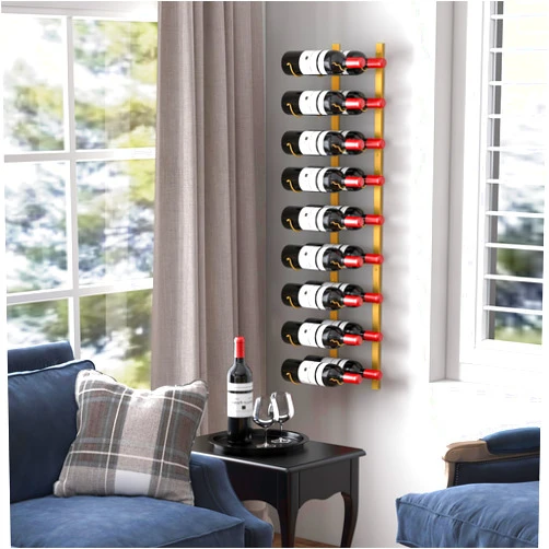 CharaVector Stainless Steel Wine Rack Wall Mounted 54 Bottles 3PCS, DIY 1/2/3 Wall Wine Rack, Gold Hanging Wine Rack, Double Sturdy Wall-Mounted Wine Racks, Home and Kitchen Decor