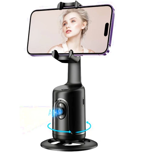Generic Selfie Stick Tripod, 360° Rotation Auto Tracking Phone Holder, No App, Smart Phone Moving Tripod for Shooting Video, Live Vlog, Portable All-in-one