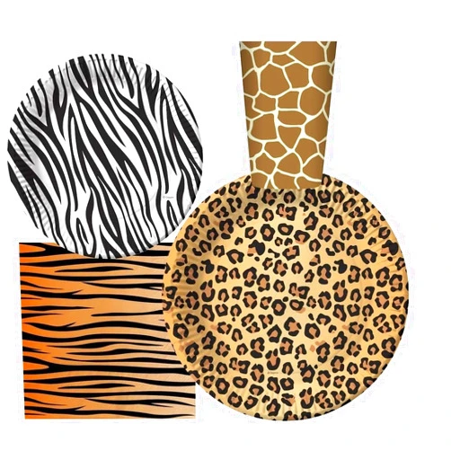 Oojami Serves 30 Guest Jungle Safari Zoo Animal Print Birthday Party Supplies Pack 9