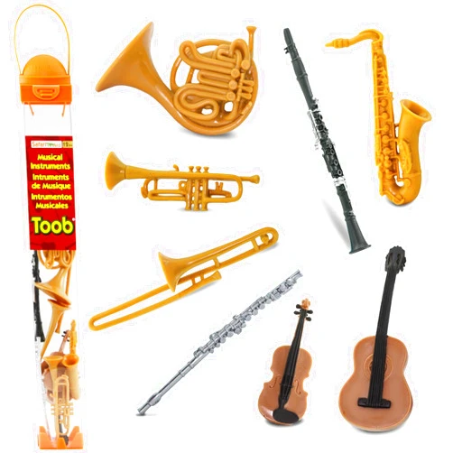 Safari Ltd. Safari Ltd Musical Instruments TOOB - Figurines: Trombone, Flute, Saxophone, Guitar, Violin, Horn, Trumpet, Clarinet - Educational Toys for Boys, Girls & Kids Ages 3+
