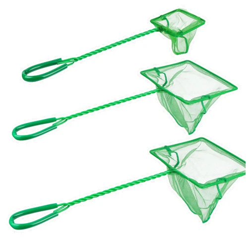 DAGUANZHI 3in 4in 6in Aquarium Fish Net Fine Mesh Net Quick Catch Nets Nylon Fishing Nets with Long Plastic Handle for Fish Tank, Green