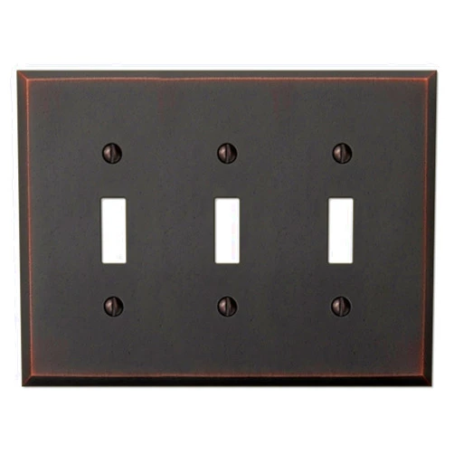 Amerelle Manhattan Triple Toggle Cast Metal Wallplate in Aged Bronze