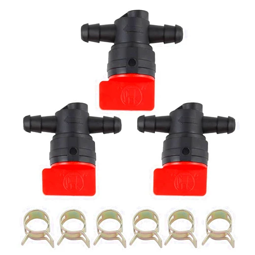 HIPA 494768 698183 Fuel Shut Off Valve 1/4 Inch with Clamp for Murray Toro Lawn Mower Tractor Parts (Pack of 3 pieces)