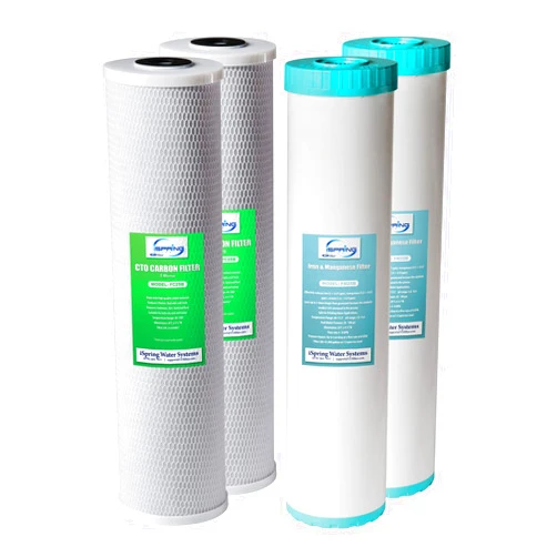 iSpring F4WGB22BM 4.5” x 20” 2-Stage Whole House Water Filter Set Replacement Pack with CTO Carbon Block and Iron & Manganese Reducing Cartridges, Fits WGB22BM, White