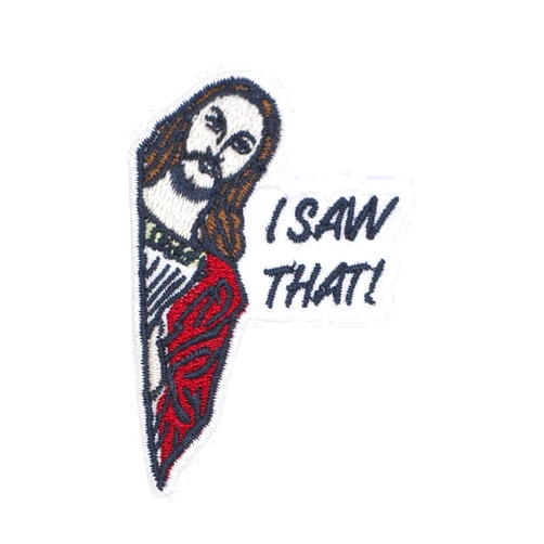 CLOVER INTER I Saw That Jesus Patch Iron on Patches Embroidered Badge Saw On for Jeans, Clothing, Bags, Jackets, Caps