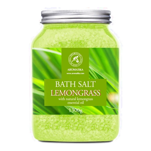 AROMATIKA trust the power of nature Bath Salts w/Natural Essential Lemongrass Oil 46 Oz (1300g) - Sea Salt Bath for Good Sleep - Bathing - Body Care - Wellness - Beauty - Relaxation - Aromatherapy - Spa - Bath Supplement