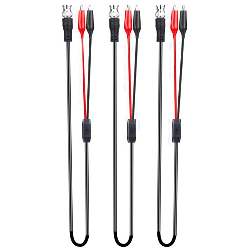 CLDIY Clyxgs BNC Double Alligator Clip Test Cable Probe Lead Oscilloscope Test, Oscilloscope Probes BNC to Alligator Clip 92cm/36.2in (3 pcs）