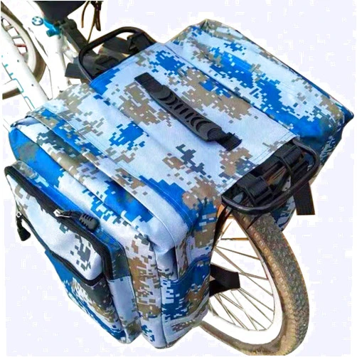 IDOEASE Bike Pannier Bag Camo Waterproof Bicycle Trunk Bag Bicycle Rear Seat Carrier Bag camouflage panniers With Reflective Stripe and Multi Pockets