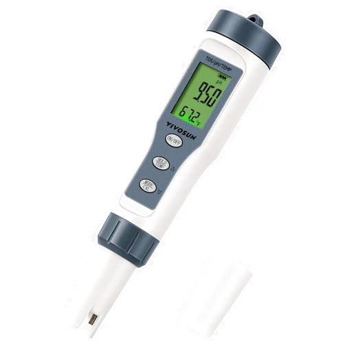 VIVOSUN 3-in-1 Digital pH Meter with ATC, ±0.1 pH Accuracy Water Quality Tester, 0-14.0 pH Measurement Range for Hydroponics, Household Drinking, Pool and Aquarium