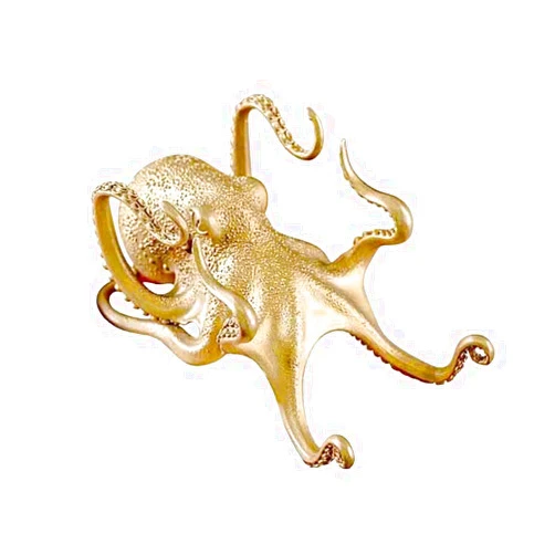 JSBWSFA Octopus Mobile Phone Holder, Multifunctional Octopus Holder Phone Stand Pen Holder Octopus Statue Animal Sculpture Collectibles Desk Decor Ornaments (Gold)
