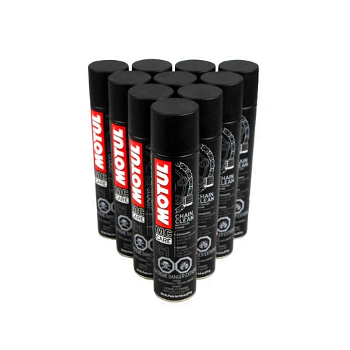 Motul 103243 C1 Chain Clean O, X & Z-Ring Compatible 400mL/9.8 Fl oz Can 10 Pack